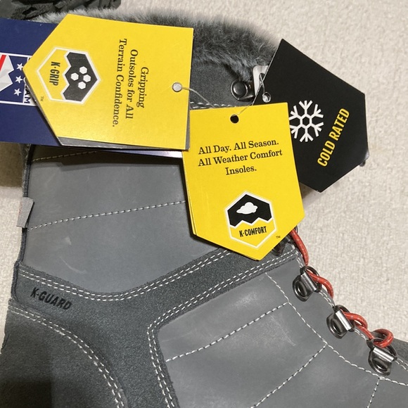 Khombu NWT Janet Winter Boots Gray Cinch Closure Faux Fur Memory Foam Size 8W - Picture 6 of 14